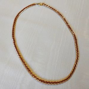 Vintage Citations Red Gold Toned Reversable Box Chain 18" Necklace